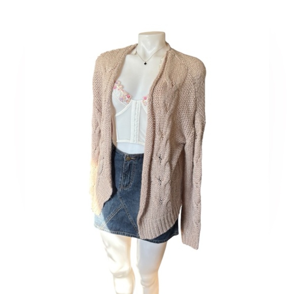 Ragdoll Light Tan Cable Knit Cardigan